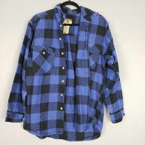 Field & Stream Size M Buffalo Check Flannel Blue Plaid 100% Cotton Grunge Emo